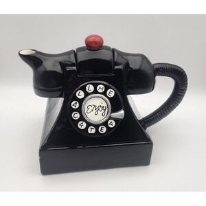 Vandor 1995 Pelzman Designs Call Me 4 Tea Black Ceramic Rotary Telephone‎ Teapot